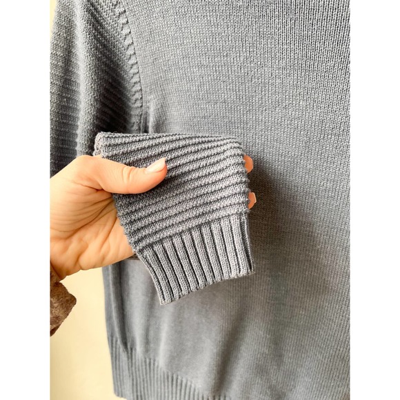 HARPER LANE Women's Dusty Blue Long Ribbed Sleeve Crew Neck Knit Sweater sz S - Picture 3 of 6